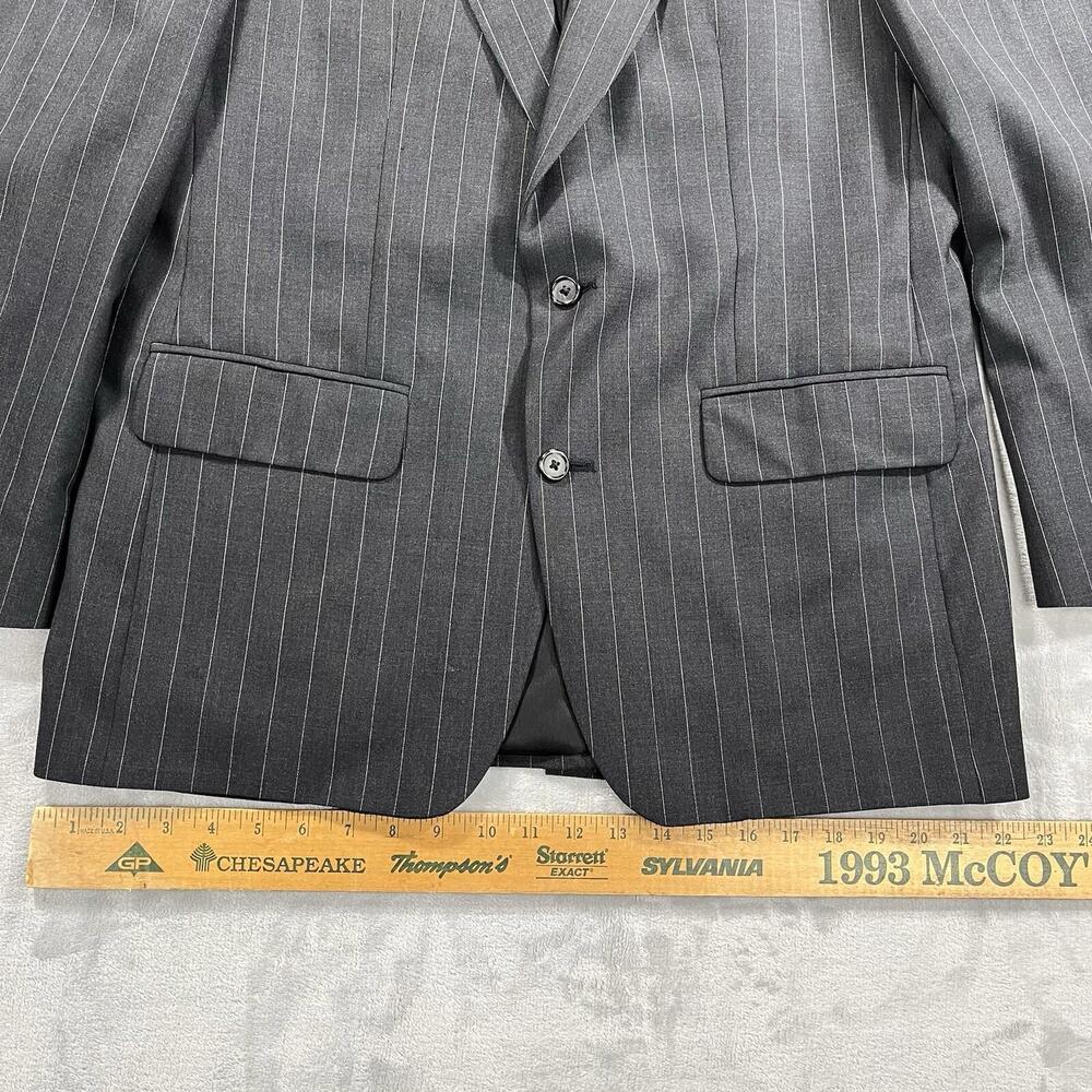Vtg Burberrys Suit Jacket Men's 42 Regular Black Stripe Pure Wool 2 Button - Picture 14 of 14